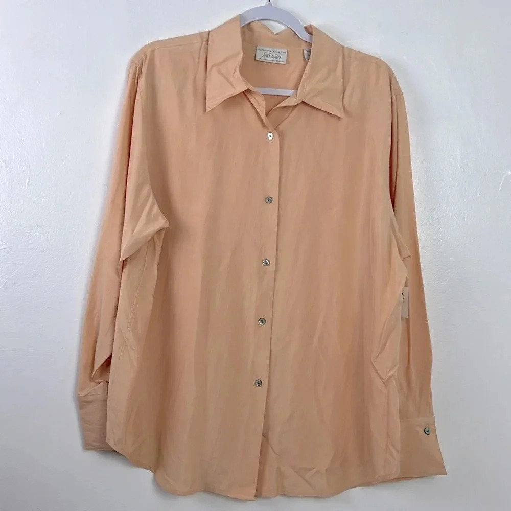 Lord & Taylor Peach Button-Down Long Sleeve Shirt